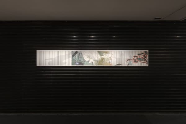 Cherish every moment before tomorrow 今宵多珍重, Mineral pigment, ink on silk 矿物颜料、墨、绢, 38 x 292 cm, 2021